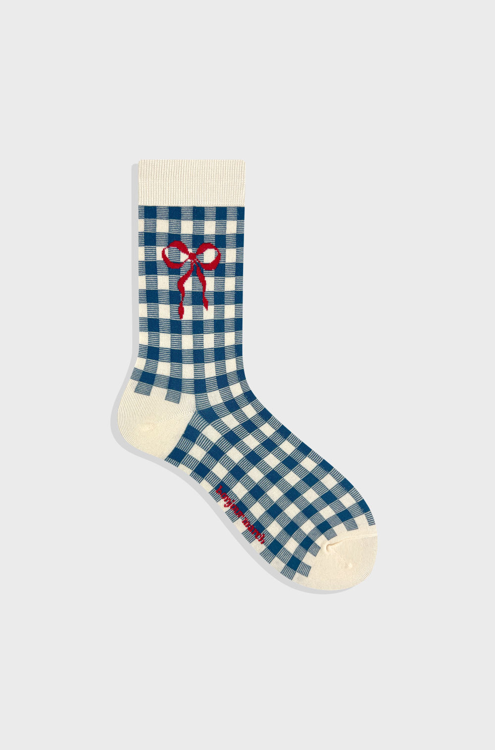 Check Ribbon Blue Crew Socks