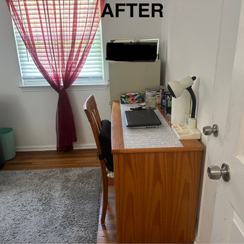 Tidy bedroom with minimalist decor and storage solutions