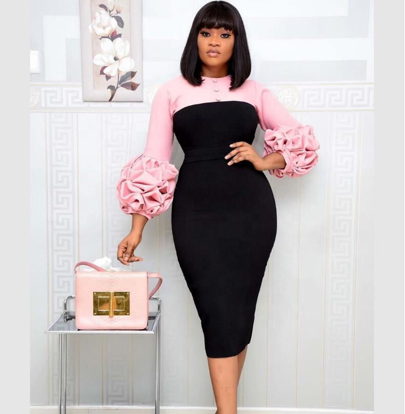 Thumbnail: Pleated Lantern Sleeve Midi Dress