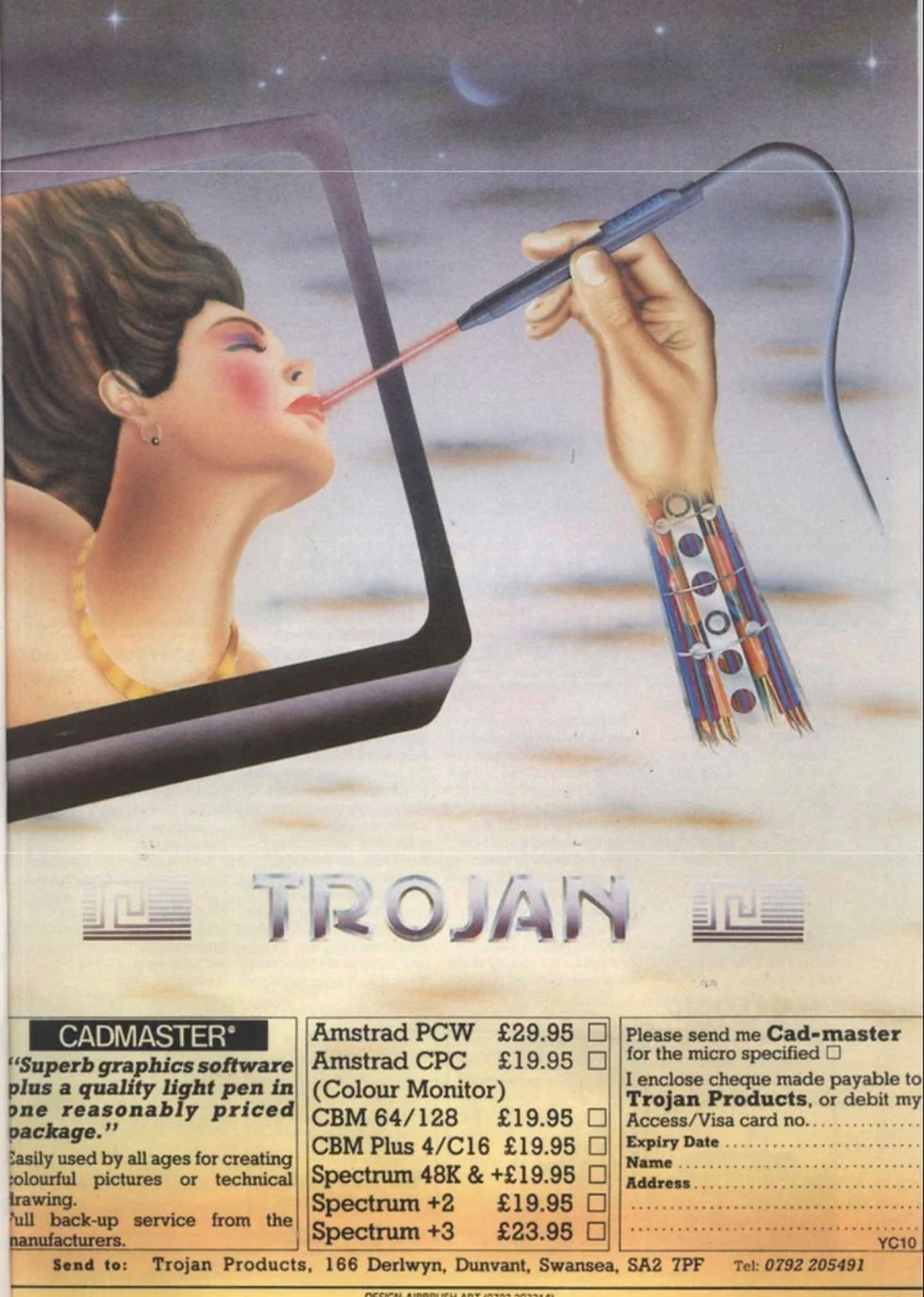 Advertisement for Trojan Product's "Cad-master' in Your Computer Magazine, October, 1987.