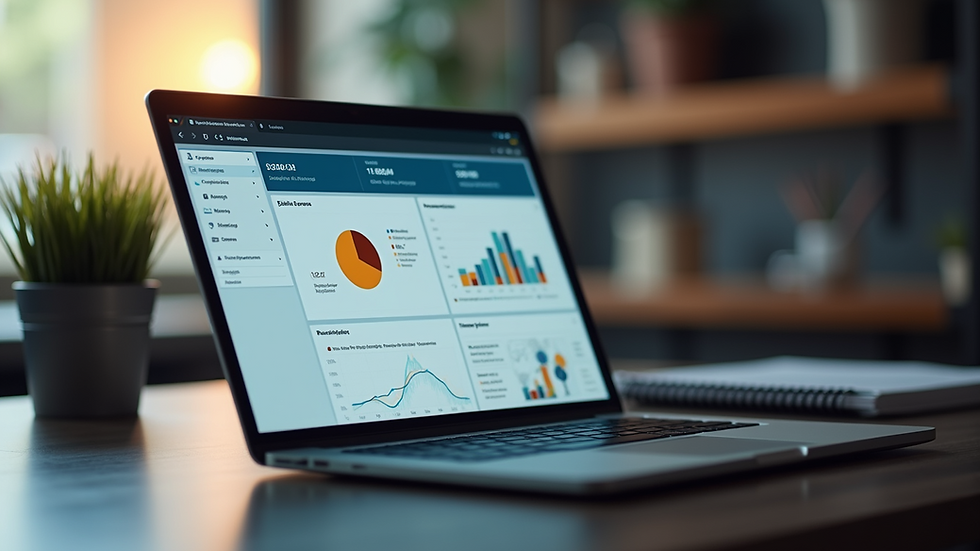 Eye-level view of a laptop screen showing a digital marketing dashboard