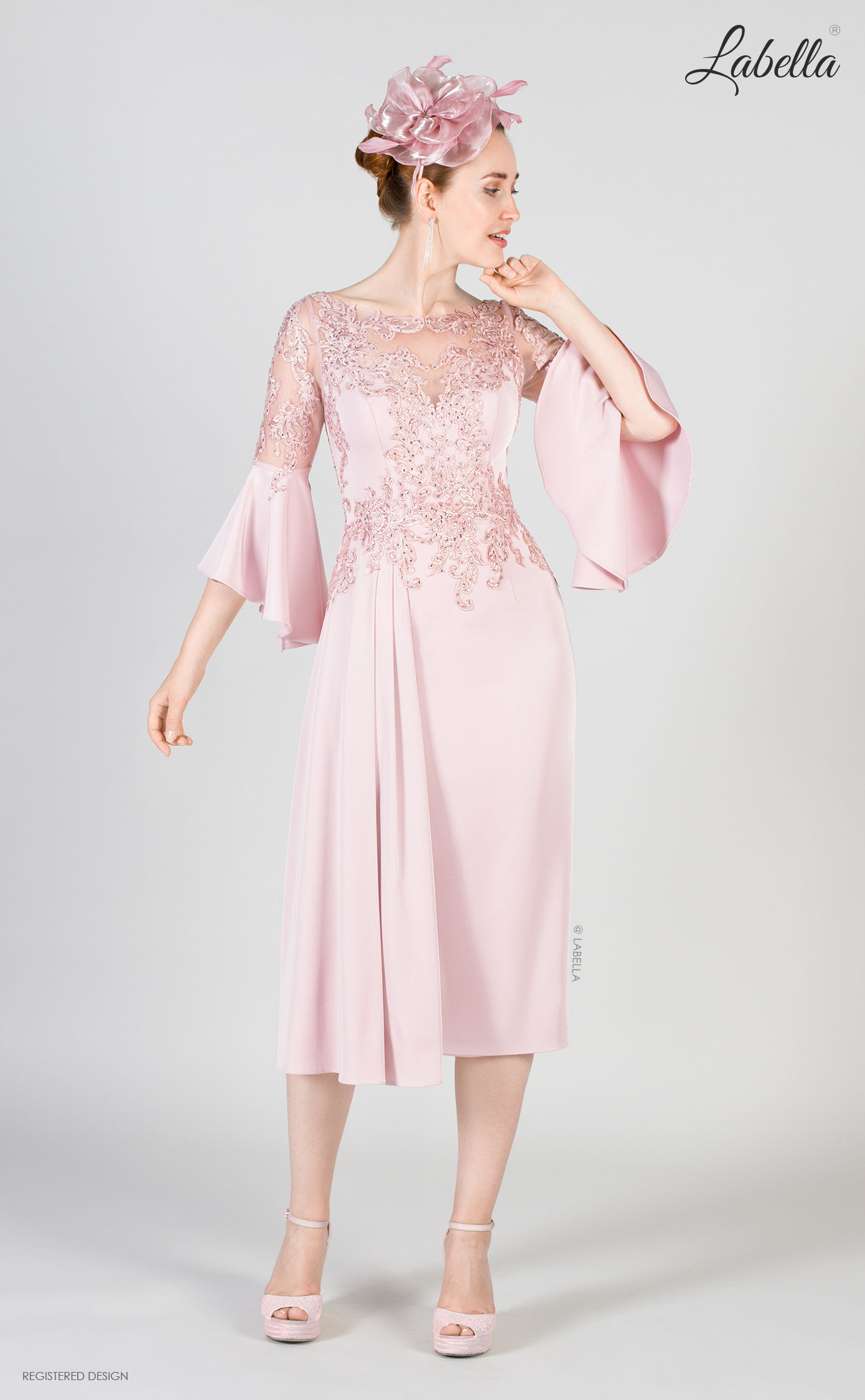 Gino Cerruti 8013S Dusty Rose Satin Crepe Dress