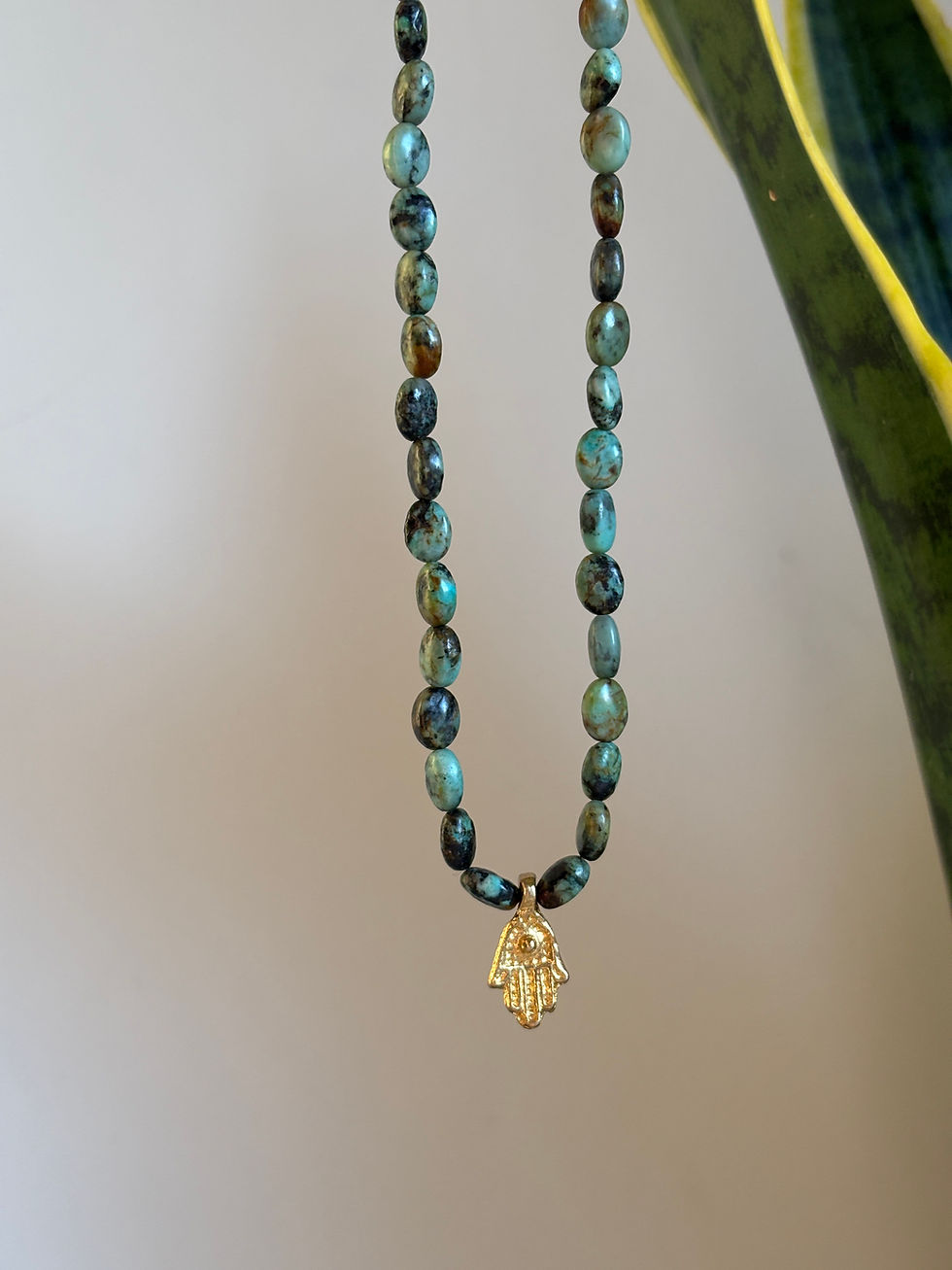 Thumbnail: Turquoise & Hamsa Necklace 