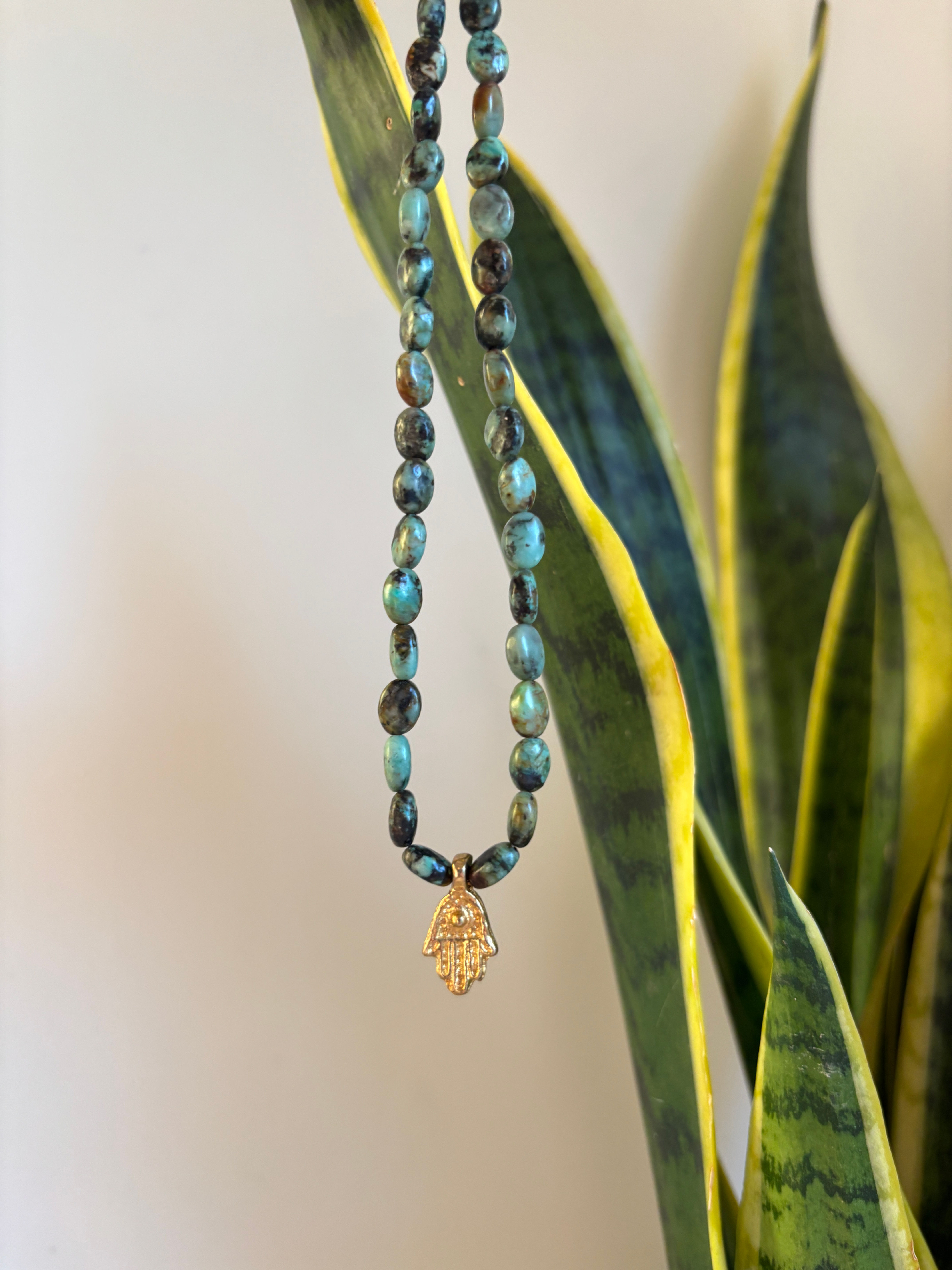 Turquoise & Hamsa Necklace