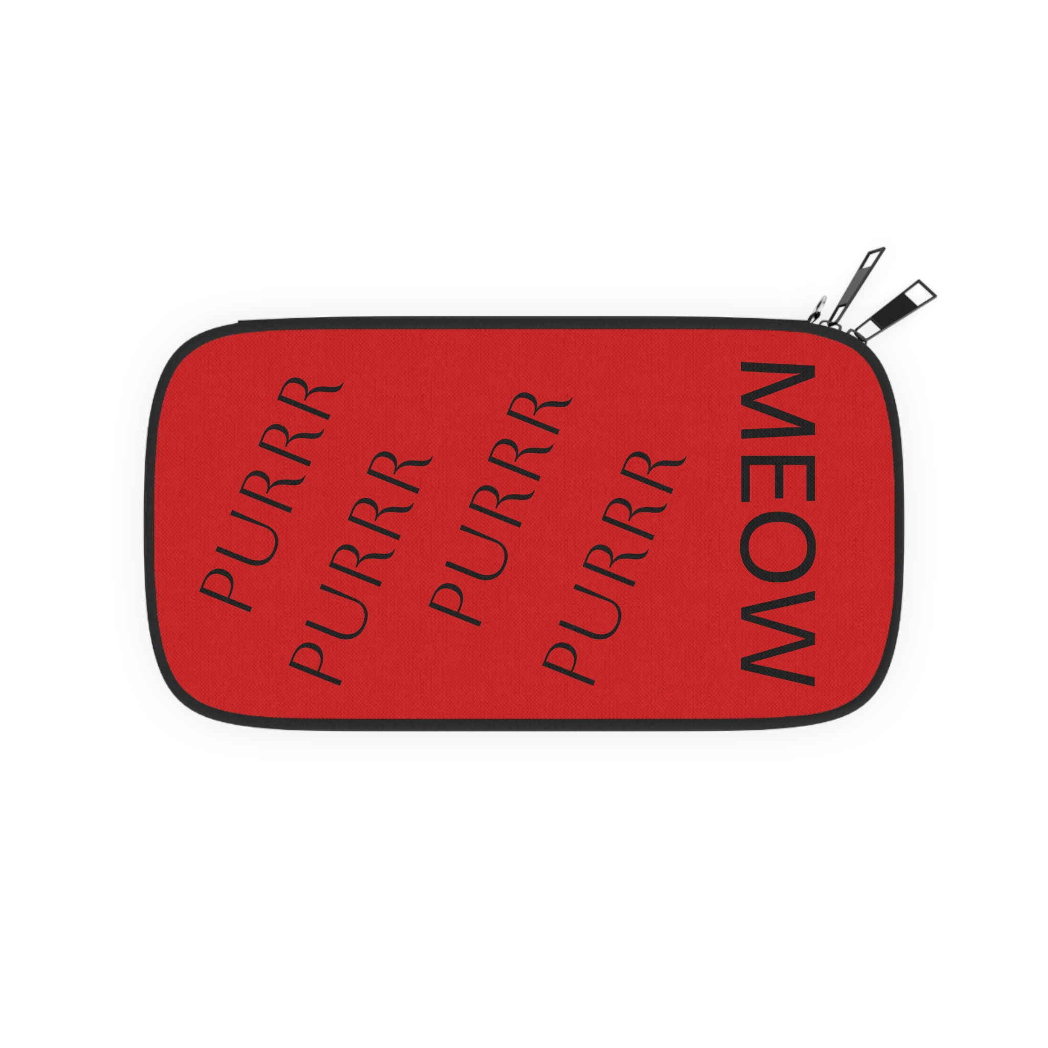 Passport Wallet — Red "MEOW" & "PURRRR" Cat Travel Document Holder