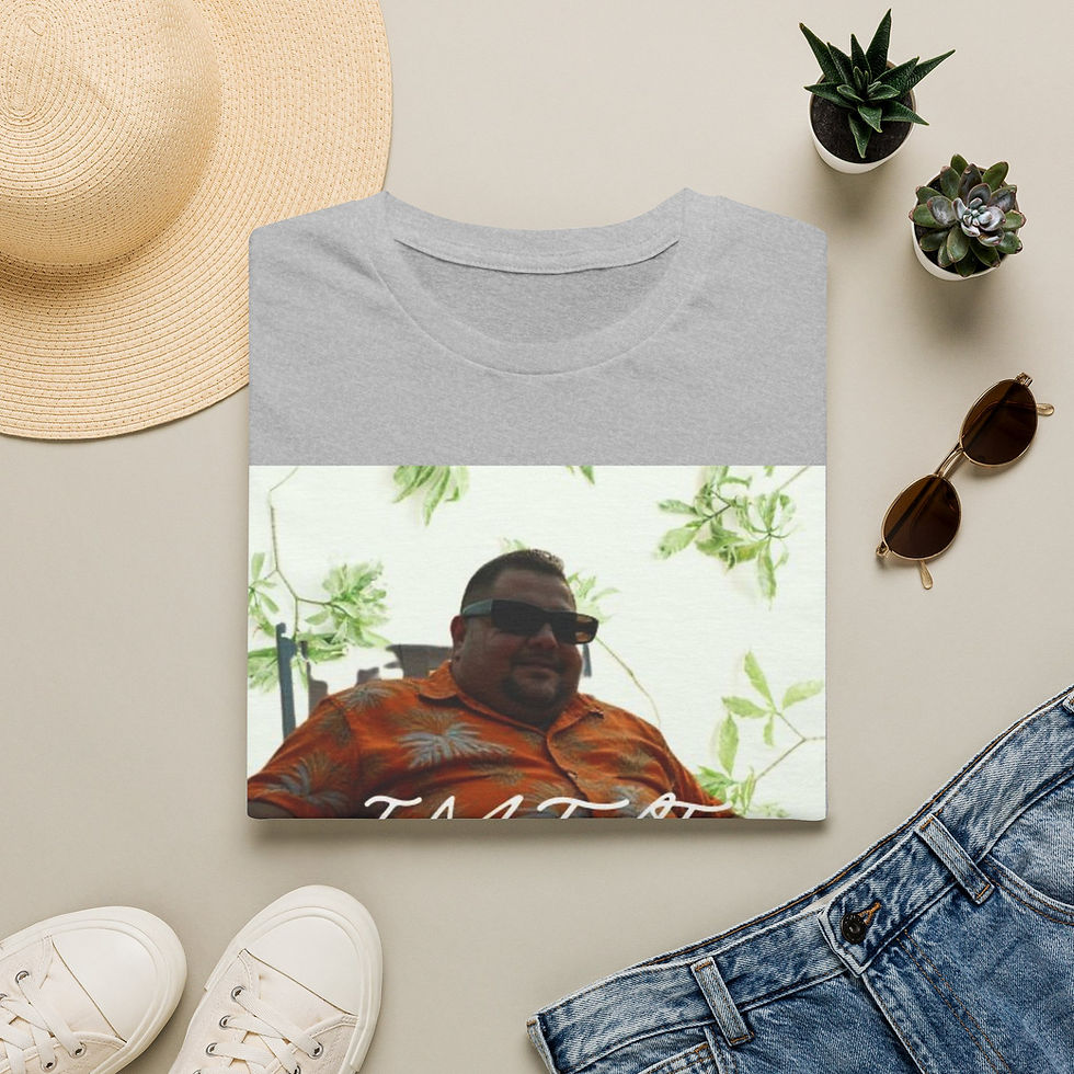 Thumbnail: Photo Graphic T‑Shirt — Tropical Portrait Tee with 'IMFA' Script