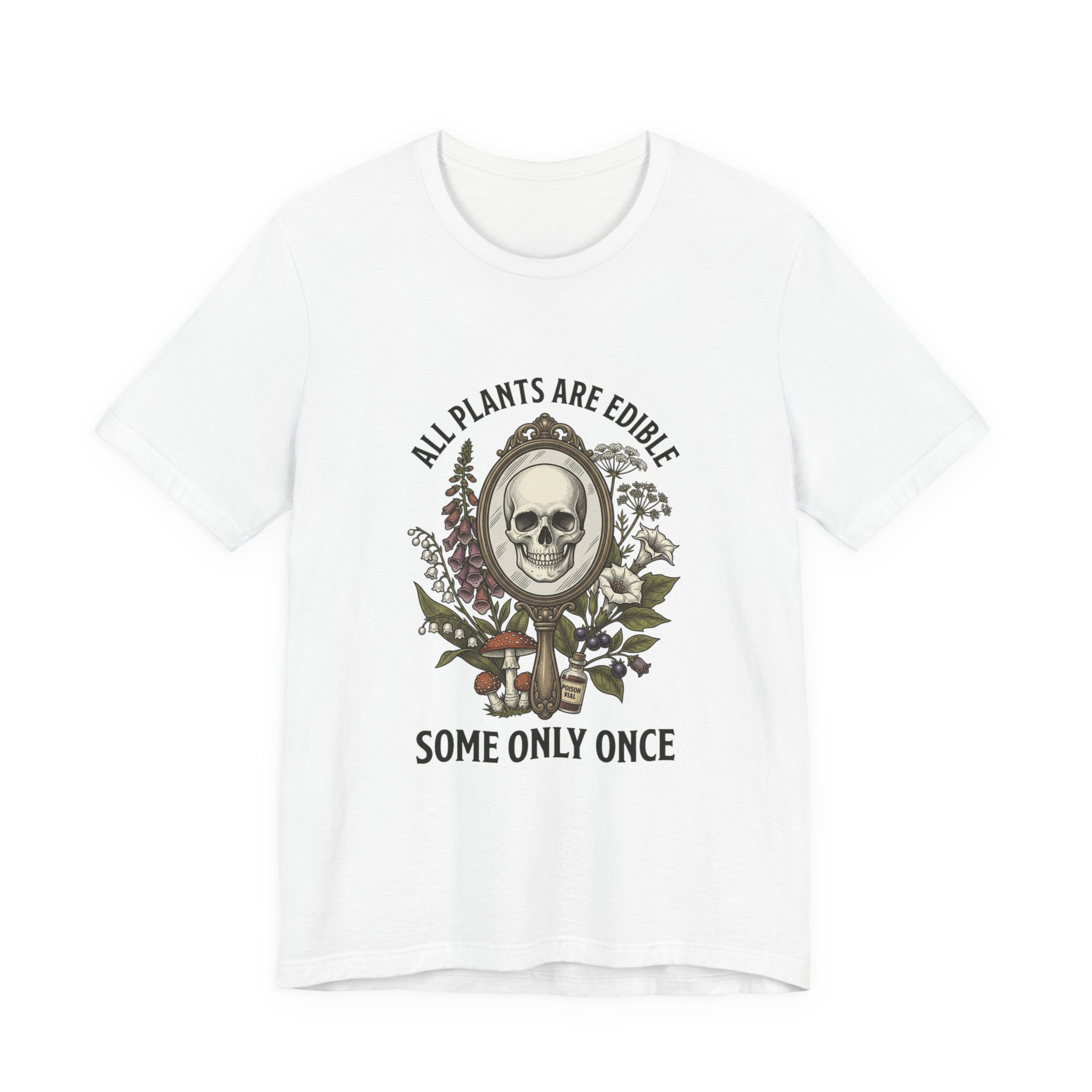 All Plants Are Edible Tee | Vintage Botanical Skull, Dark Nature Humor