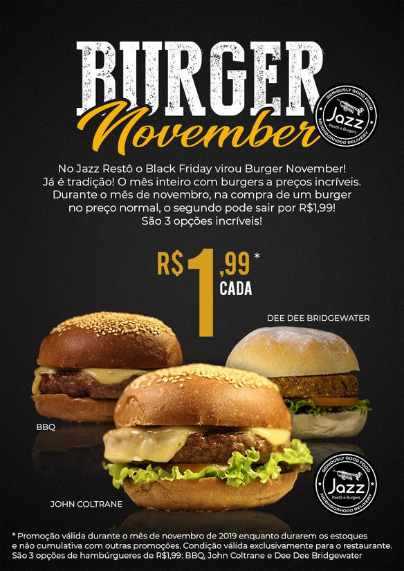 Dica da Semana:  Jazz Restô e Burgers oferece lanches a preço promocional no mês de novembro