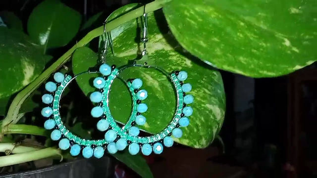 Thumbnail: The Aquamarine Beaded Hoop Earrings
