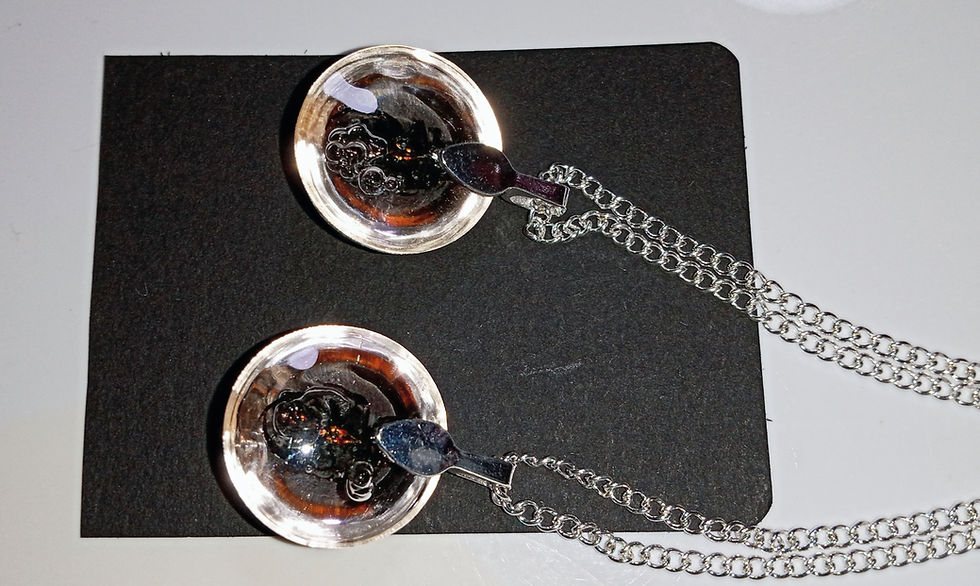 Thumbnail: Matching 2 necklaces with real beetles in resin pendants