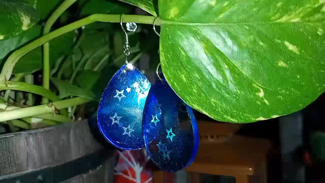 Thumbnail: Twinkle Stars in Blue Sky Tear Drop Dangle Earrings 