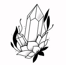 flash tattoo crystal witchy magical ink 