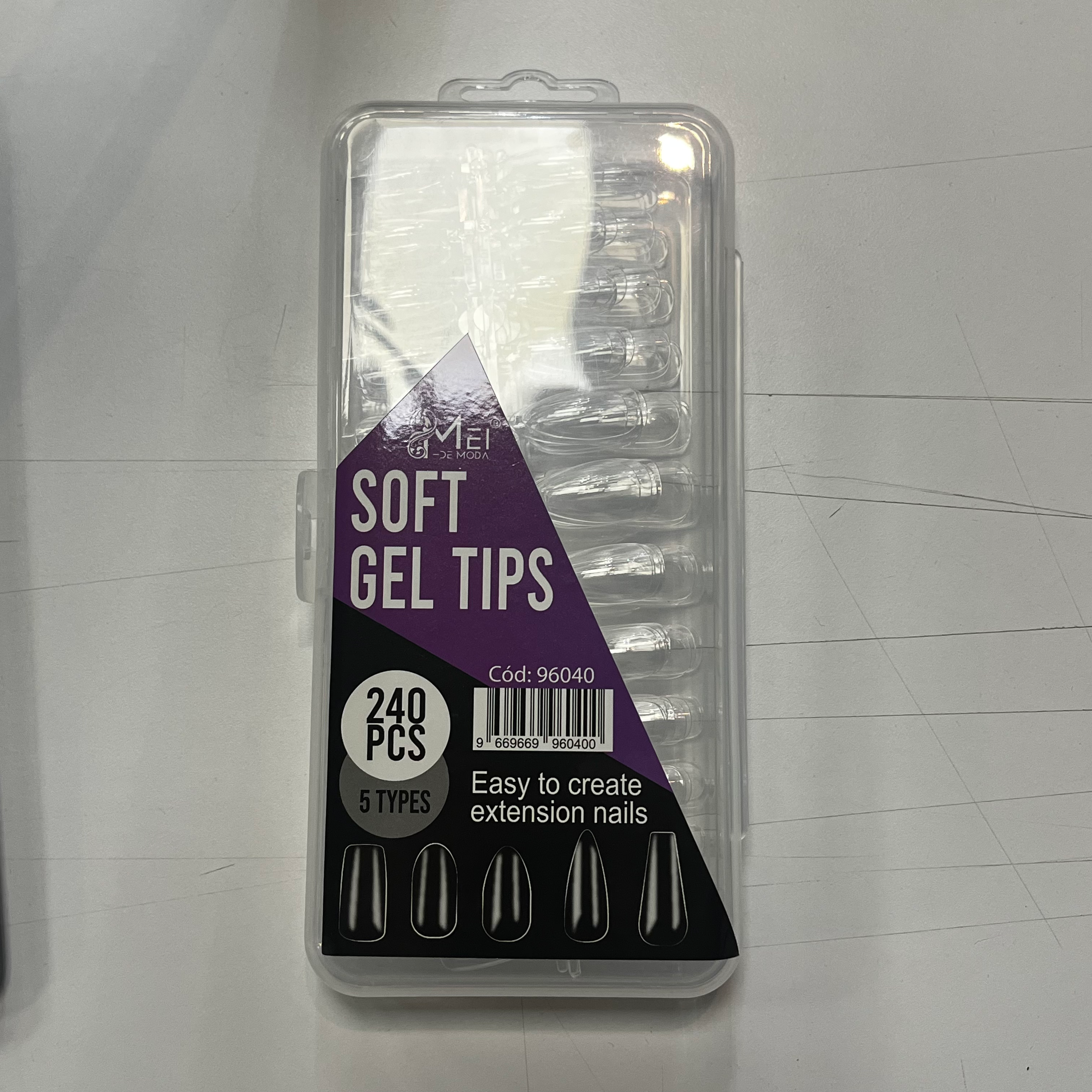 Soft Gel Tips 5 Tipos de Uña 240 pcs