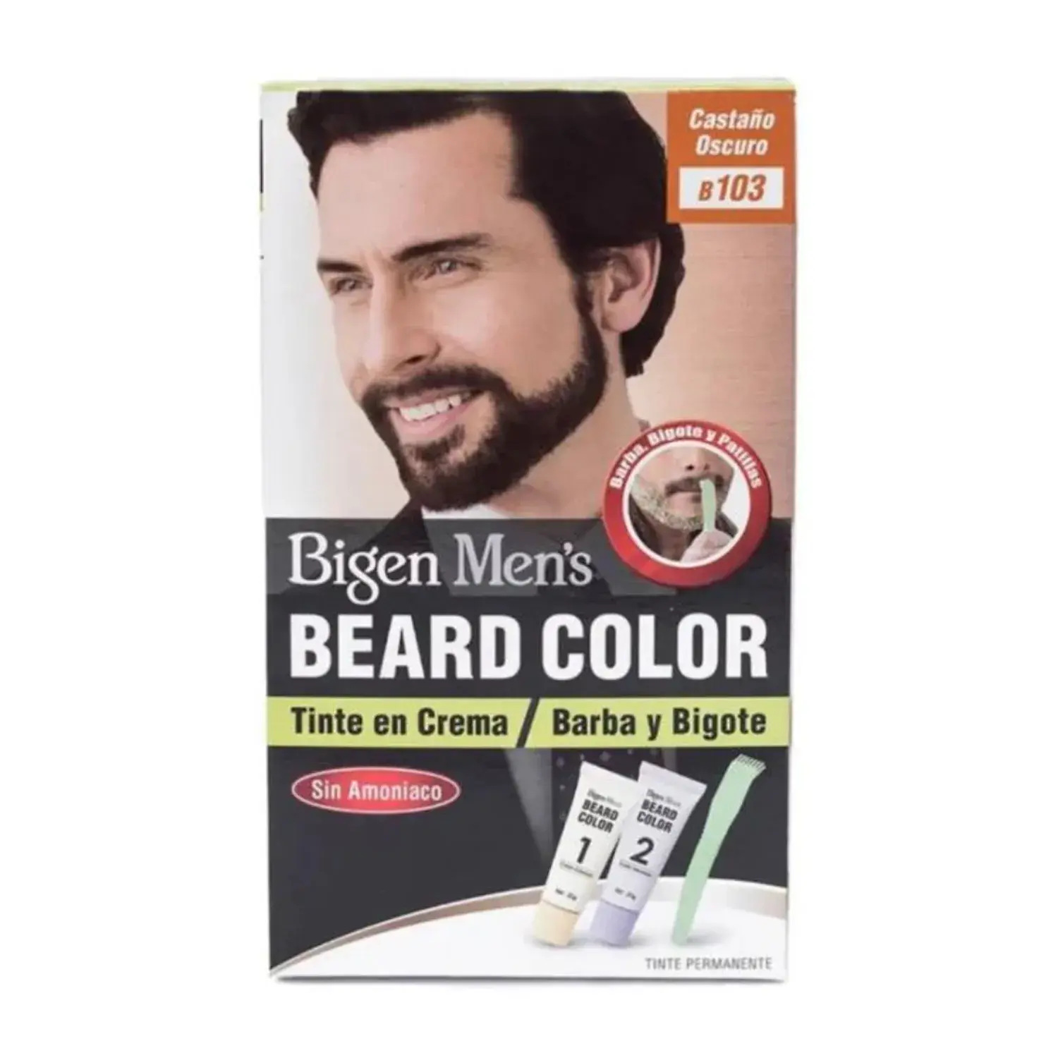 Tinte en crema barba, bigote y patillas castaño oscuro