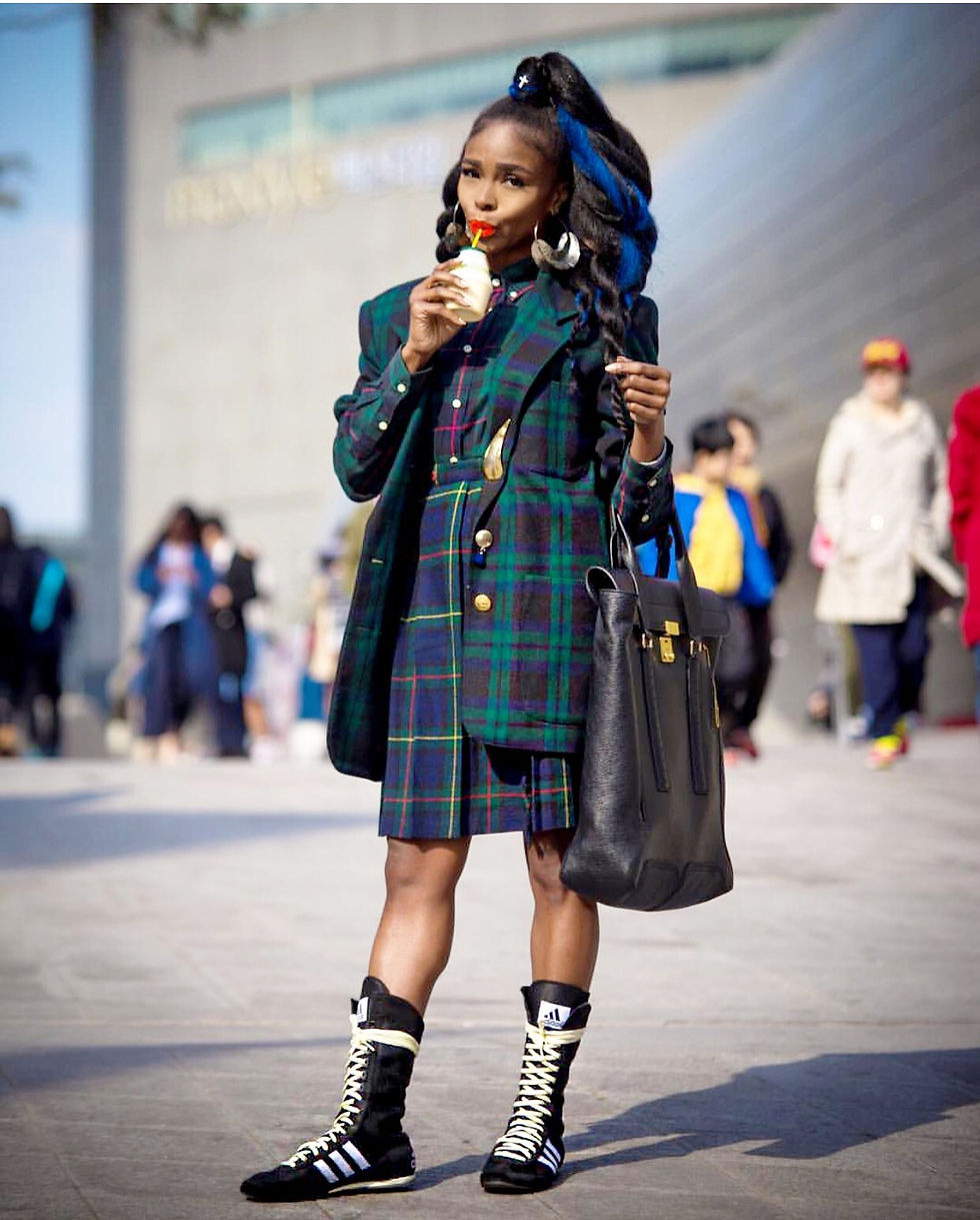 Kpop Style Star TELISU In Ralph Lauren Blackwatch Plaid At Seoul Fashion Week
