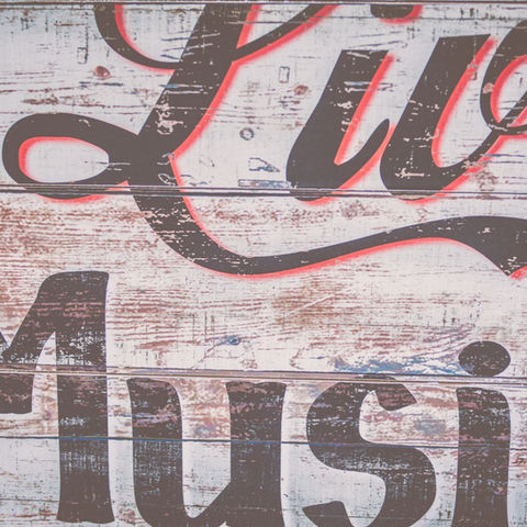 Live music wooden sign
