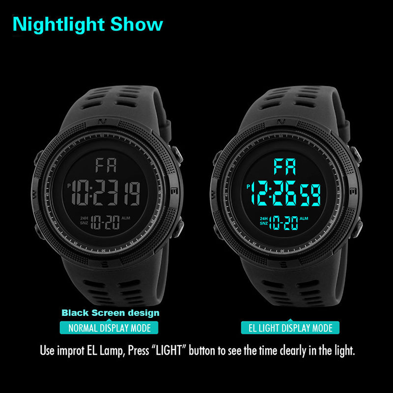 Thumbnail: Electronic Watch For Mens Military Sports Watches Luminous Multifunction LED Dig