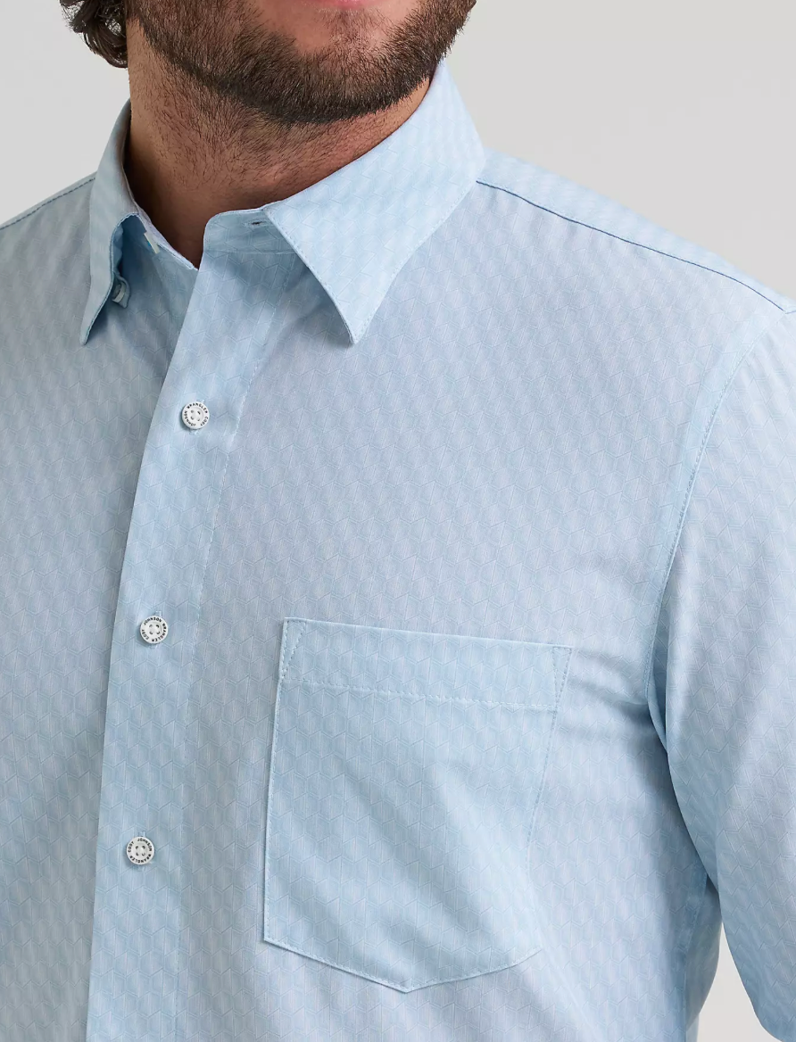Thumbnail: MEN'S CODY JOHNSON PERFORMANCE BUTTON DOWN SHIRT, Aqua Hexagon
