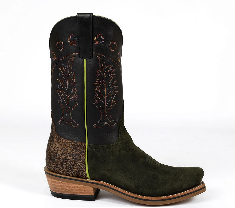 Thumbnail: Men's Horsepower Top Hand High Noon Green Suede Cutter Toe Boots HP9519
