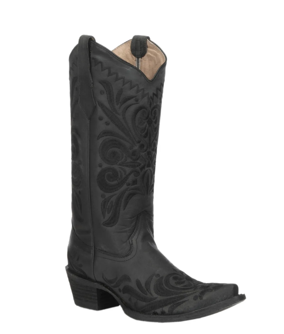 Circle G by Corral Women's Black Filigree Embroidery Cowboy Boots Size 9