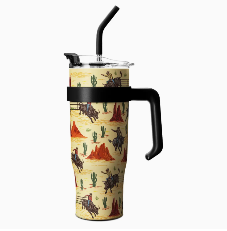 Tumbler with Handle and Silicone Straw, 40 Oz