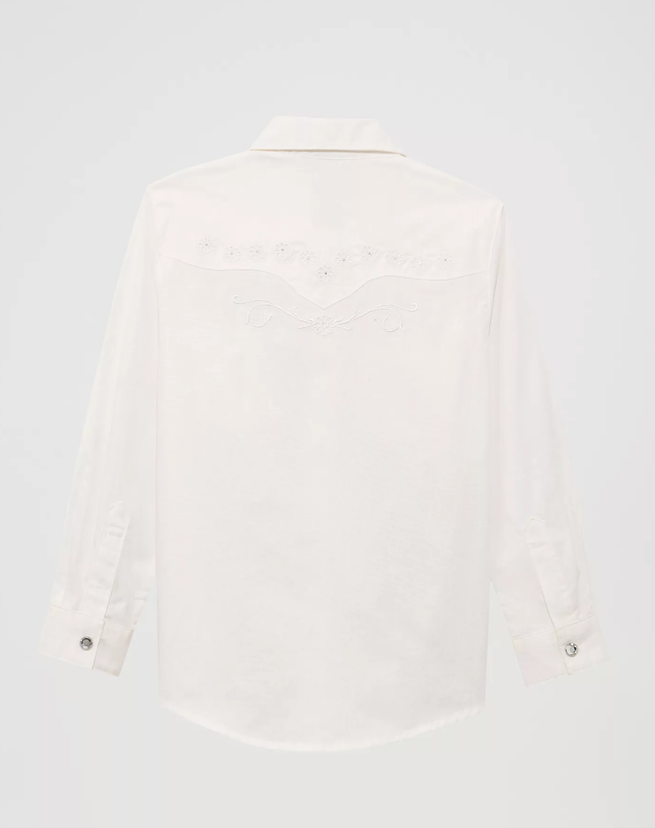 Thumbnail: Girl’s Classic Long Sleeve Western Snap Shirt in White alternative view 1  GI