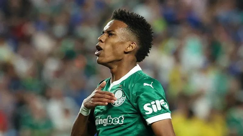 Estêvão comemora gol contra o Chelsea • Cesar Greco/Palmeiras/by Canon