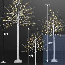 Prelit Faux Birch Trees
