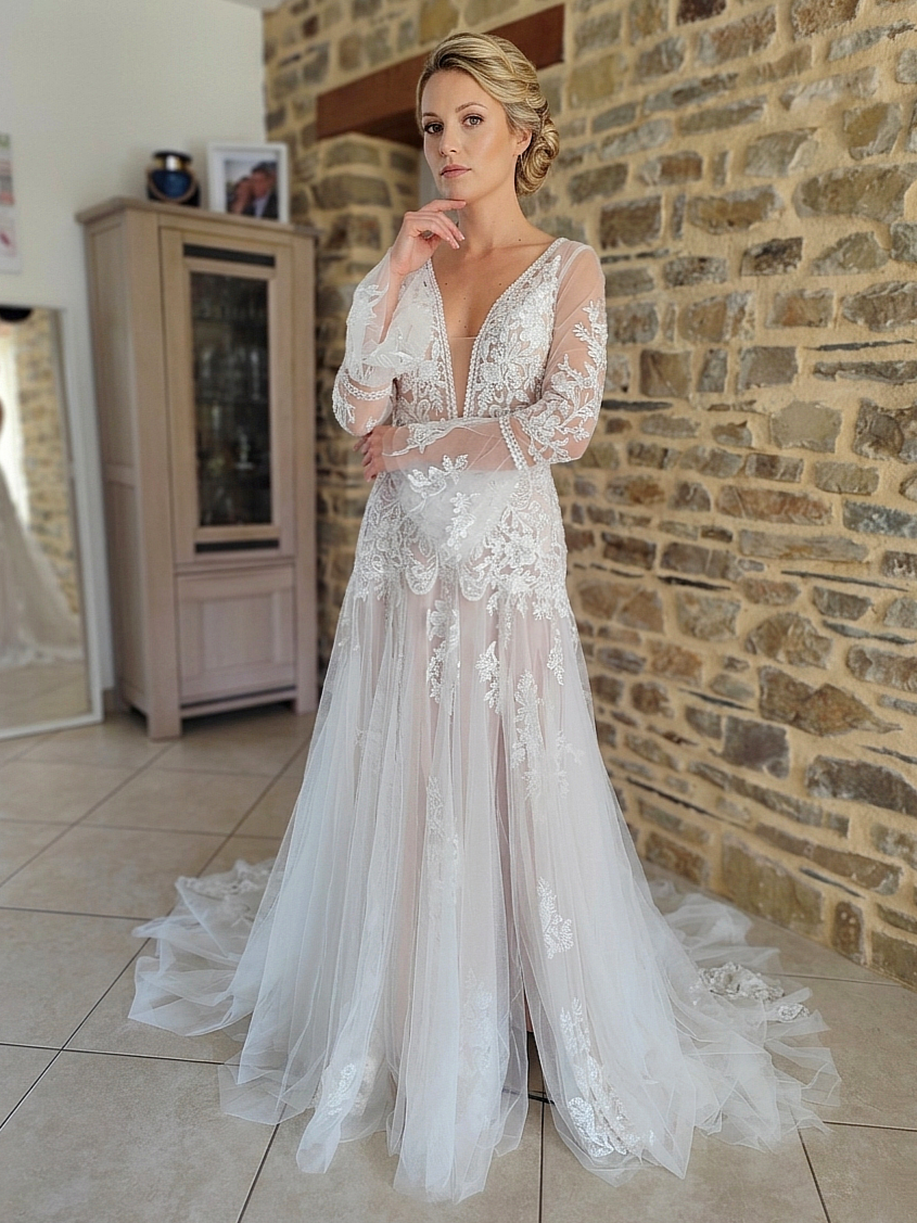 Miniature : PRONOVIAS Tyson ivoire/nude