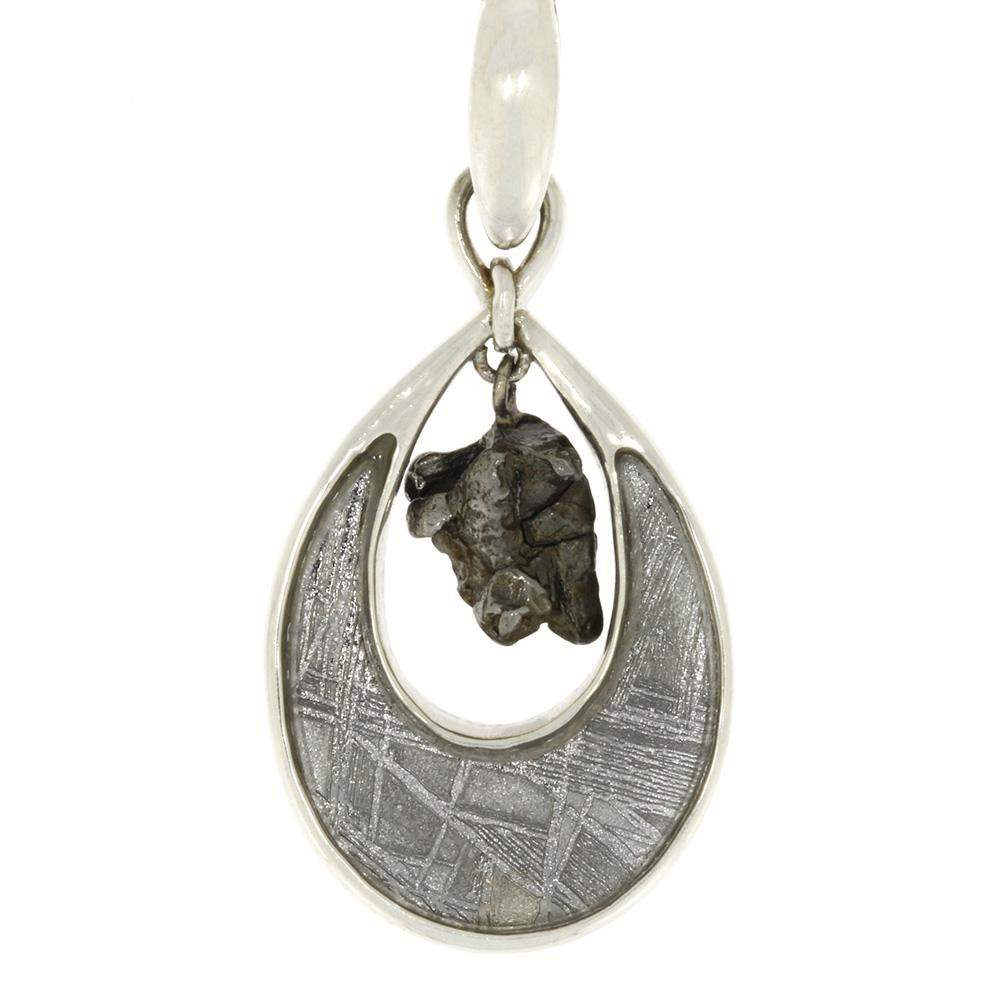Meteorite Pendant with Sterling Silver, Campo & Muonionalusta, Unique Teardrop