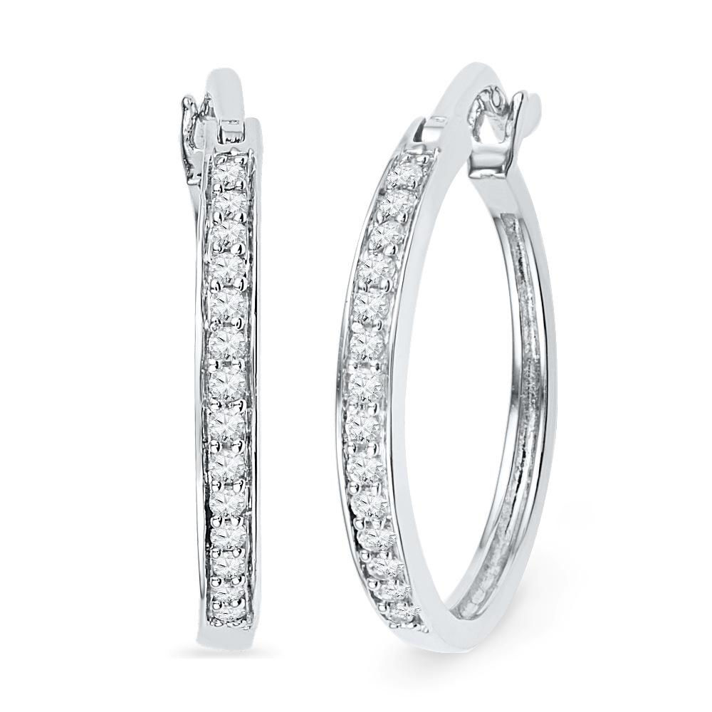 Hoop Earrings With Diamond In Sterling Silver (Jewelry By Johan)