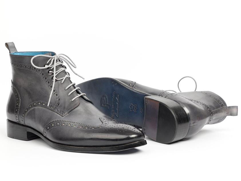 Thumbnail: Paul Parkman Wingtip Ankle Boots Gray Hand-Painted (PAUL PARKMAN)