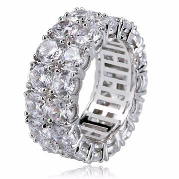 Thumbnail: Dripped 9MM Double Diamond Row Ring - Gold or Silver (GETDRIP)