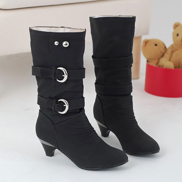 Thumbnail: US Size 5-12 Women Mid-Calf Boots Slip On Casual Suede Soft Boots