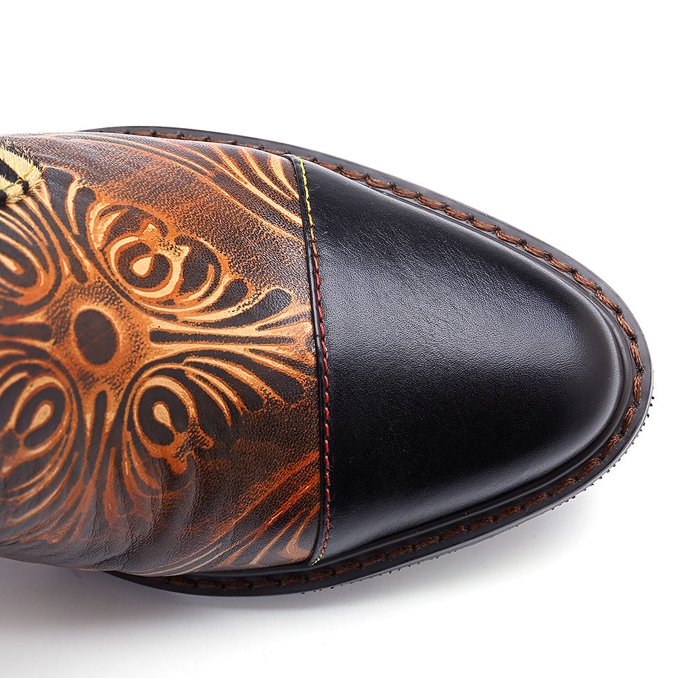Thumbnail: Handmade Genuine Leather Splicing Pattern Zipper Ankle Boots (SOCOFY)