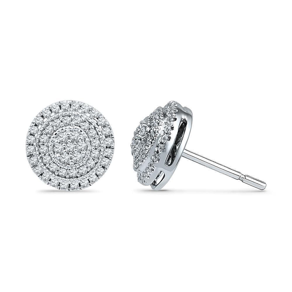 White Gold 1/2 CT. T.W. Diamond Stud Cluster Earrings (Jewelry By Johan)