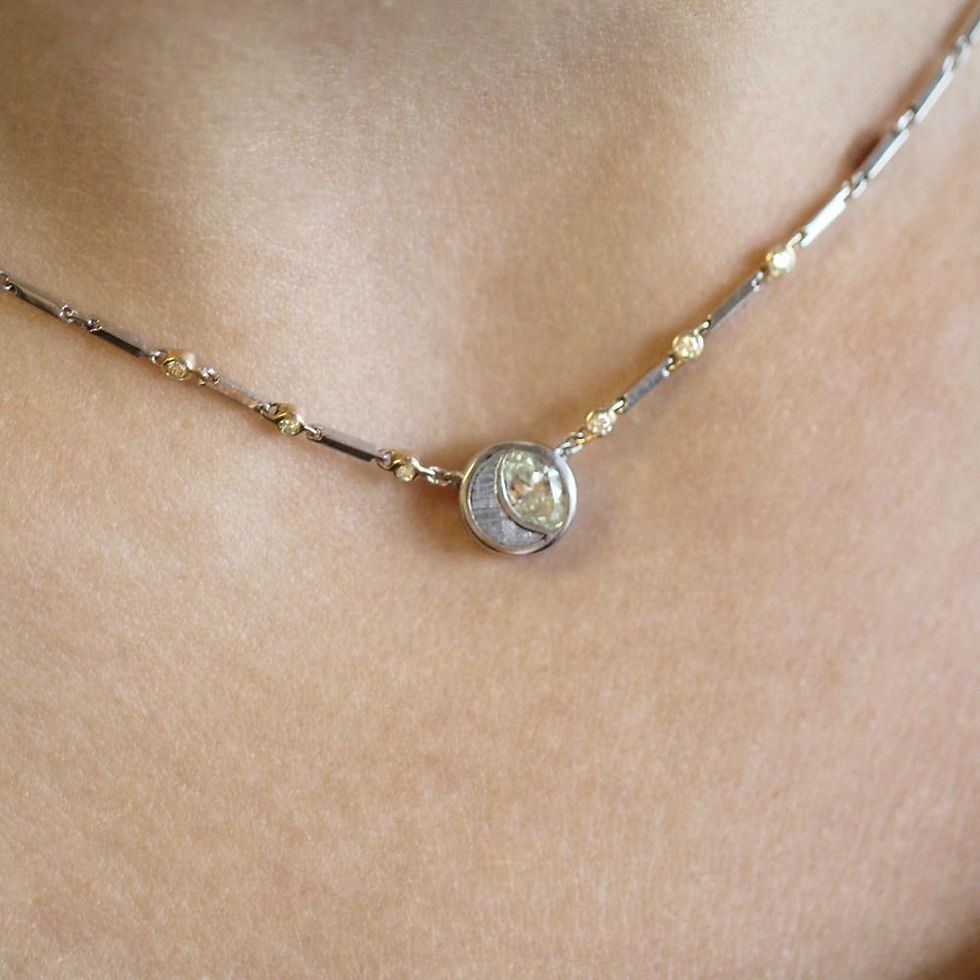 Thumbnail: Meteorite And Peridot Pendant Necklace in Platinum With Diamonds