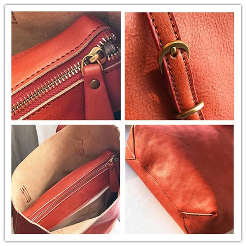 Thumbnail: Full Grain Leather Bucket Tote Ladies Shoulder Bag BF485 (RockCow)