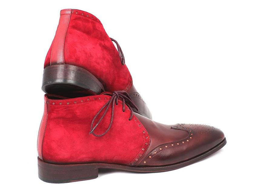 Thumbnail: Paul Parkman Men's Chukka Boots Bordeaux Suede & Leather (PAUL PARKMAN)