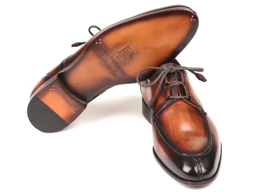 Thumbnail: Paul Parkman Ghillie Lacing Brown Burnished Dress Shoes (PAUL PARKMAN)