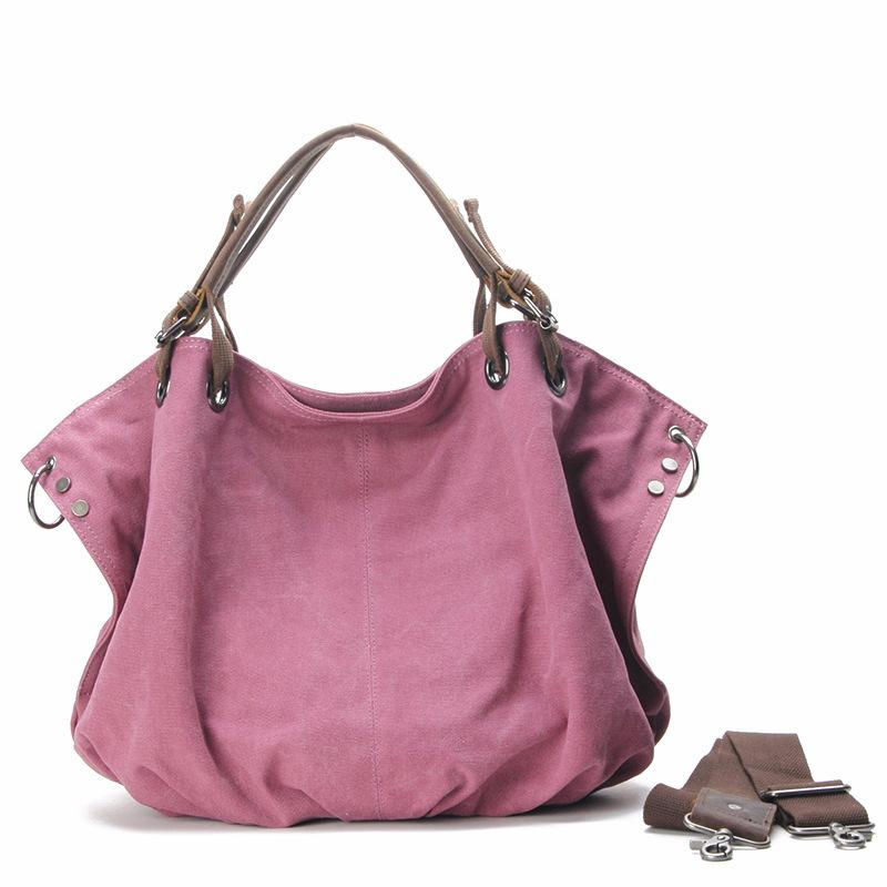 Thumbnail: Fashion Shopper Women Canvas Leather Tote Bag 2011010 (RockCow)