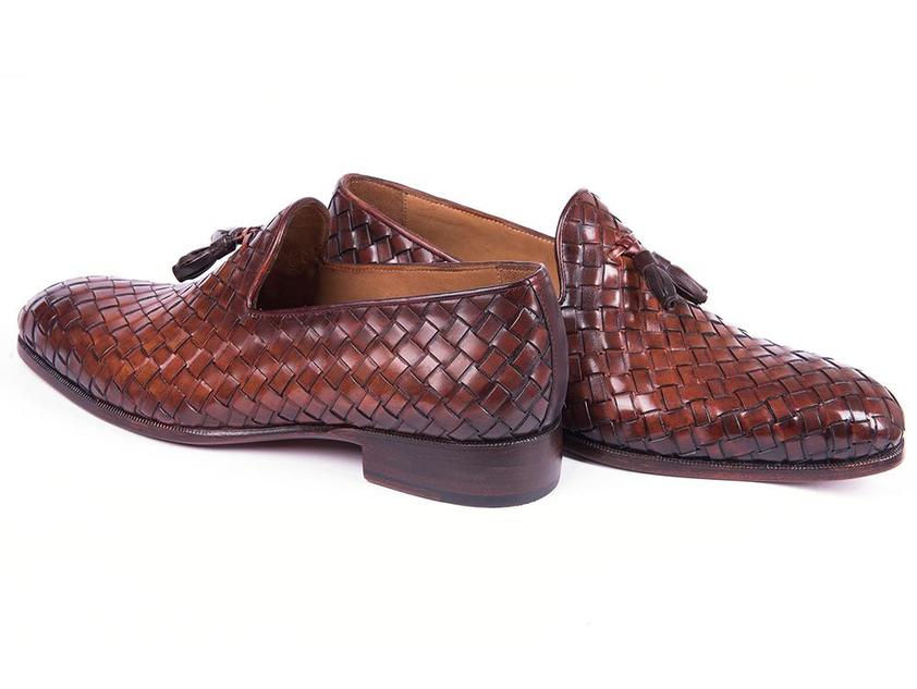 Thumbnail: Paul Parkman Woven Leather Tassel Loafers Brown (PAUL PARKMAN)