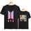 Thumbnail: BTS CARTOON PRINT MEN AND WOMEN T-SHIRTS BLACK - XL