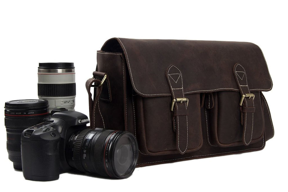 Thumbnail: Antique Genuine Leather Messenger DSLR Camera Bag 6915 (RockCow)