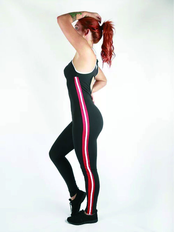 Thumbnail: Red Stripe Gym Jumpsuit (Combat Dollies)