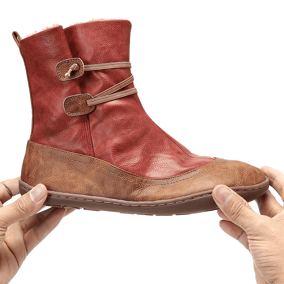Thumbnail: Women Soft Sole Slip Resistant Fur Lining Slip On Ankle Boots (Lostisy)