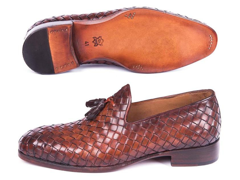 Thumbnail: Paul Parkman Woven Leather Tassel Loafers Brown (PAUL PARKMAN)