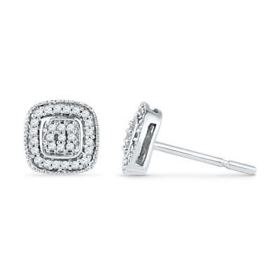 Thumbnail: Sterling Silver Diamond Cluster Earring and Bracelet Gift Set (Jewelry By Johan)