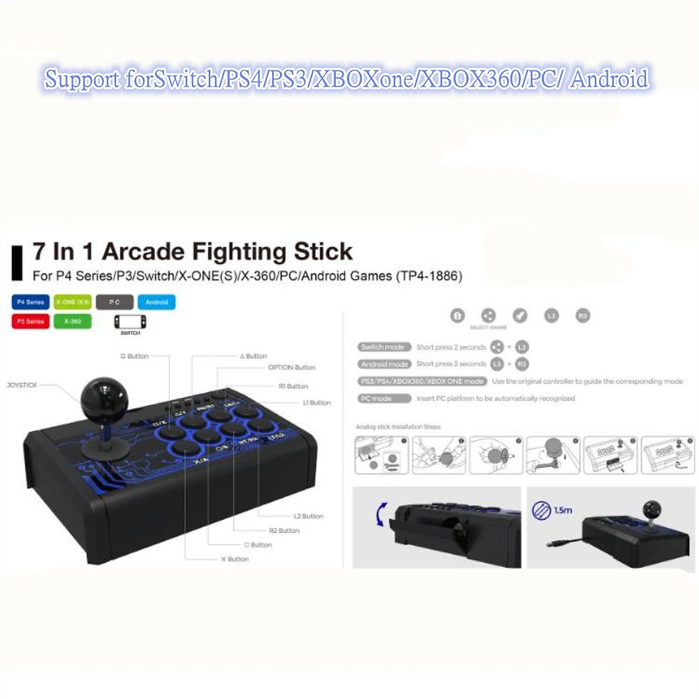 Thumbnail: 7 in 1 Arcade Fighting Wired Joystick for Switch/PS4/PS3/Xbox/Pc/Android