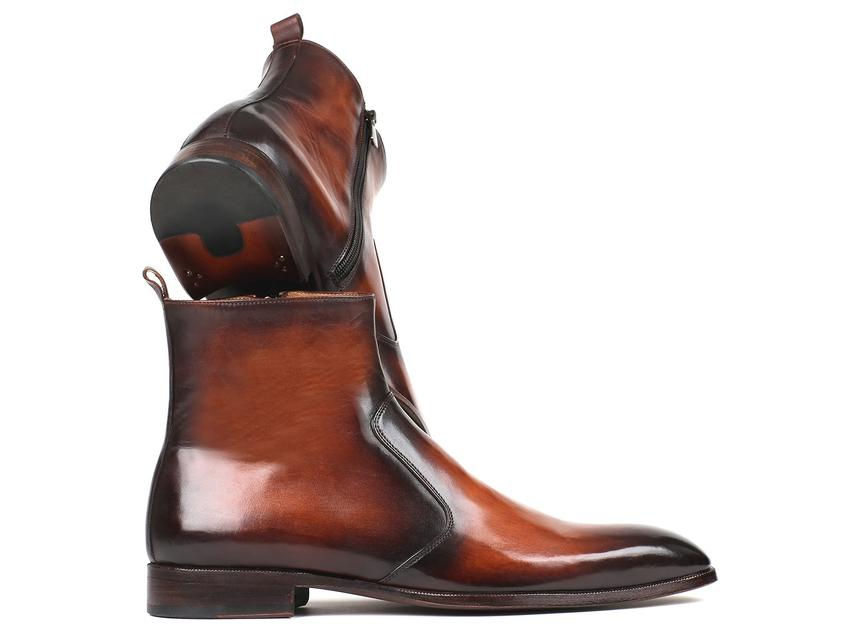 Thumbnail: Paul Parkman Brown Burnished Side Zipper Boots (PAUL PARKMAN)